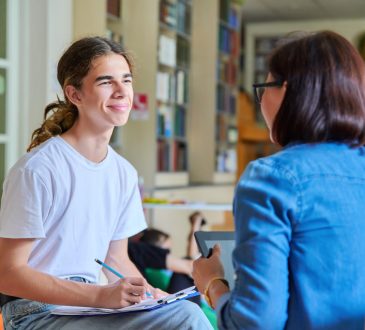 Student talking to advisor