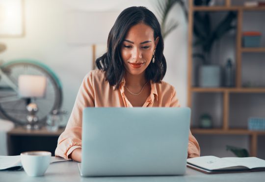 Woman working on laptop