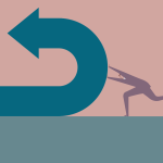 Illustration of person pushing back against giant arrow to change its direction
