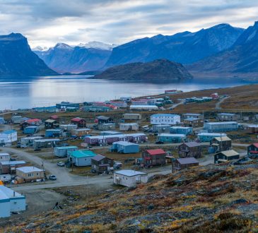 View of a remote Inuit community of Pangnirtung, Nunavut