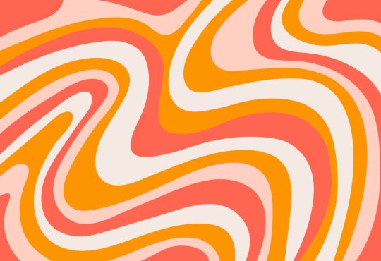 Abstract horizontal background with colorful waves in orange, red, pink and white